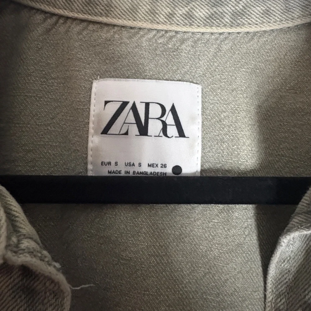 Zara Khaki Green denim Jacket - Picture 3 of 5
